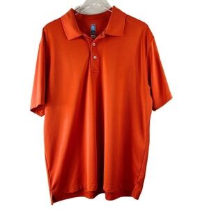 PGA Tour Men's Airflux Solid Mesh Short Sleeve Golf Polo Shirt Orange Size XL